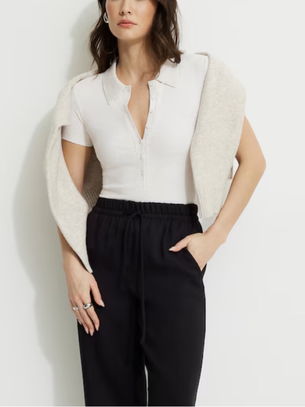 Dynamite Ribbed Knit Polo Bodysuit - Picture 2 of 6